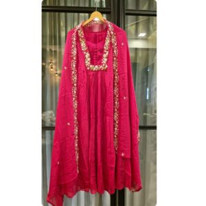 Pink three piece kurti set